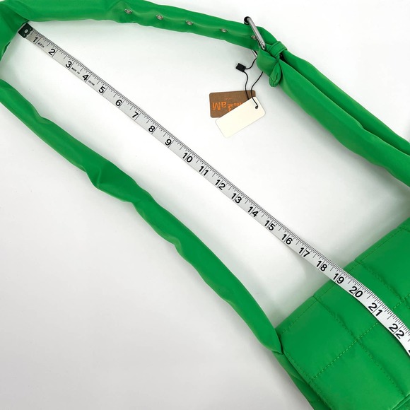 Handbag Womens Small Green Nylon Quilted Crossbody Bag Bright Kelly Adjustable - Picture 11 of 14